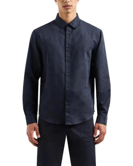 Armani Exchange Blue Cotton Dress Shirt