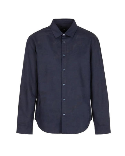 Armani Exchange Blue Cotton Dress Shirt
