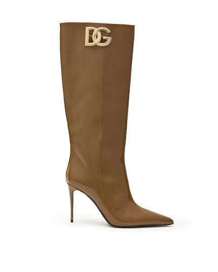 Dolce & Gabbana Brown Leather High Heel Boots