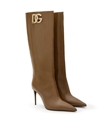 Dolce & Gabbana Brown Leather High Heel Boots