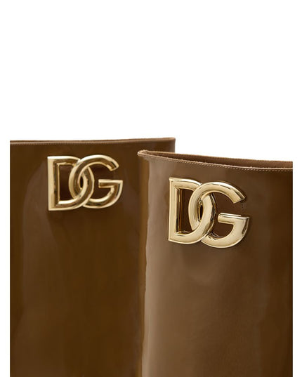 Dolce & Gabbana Brown Leather High Heel Boots