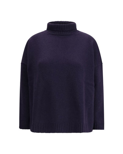 Max Mara Blue Fleece Wool Turtleneck
