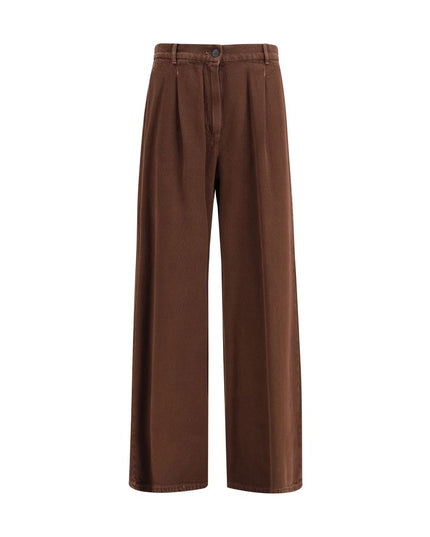 Max Mara Brown Cotton Casual Pants