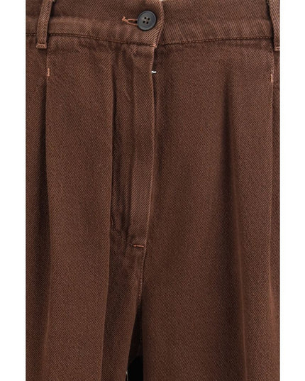 Max Mara Brown Cotton Casual Pants