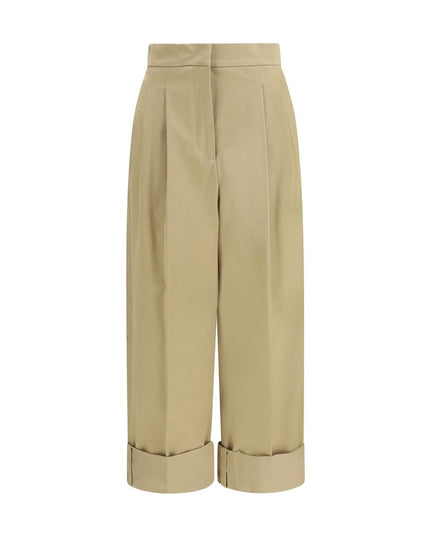 Max Mara Beige Cotton Cropped Pants