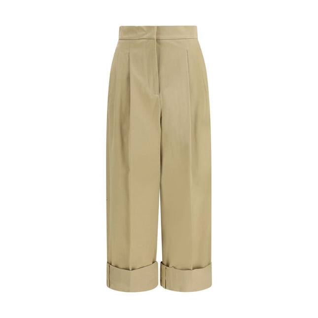 Max Mara Beige Cotton Cropped Pants