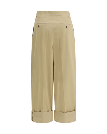 Max Mara Beige Cotton Cropped Pants