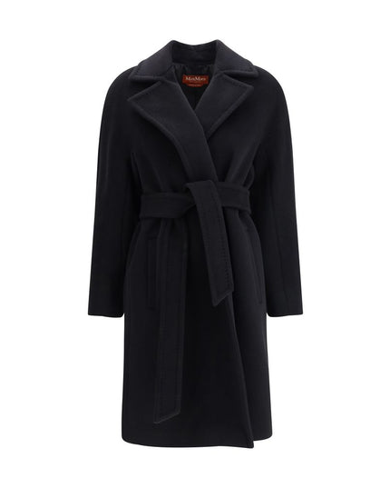 Max Mara Black Fleece Wool Coat