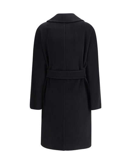 Max Mara Black Fleece Wool Coat