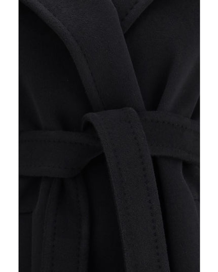 Max Mara Black Fleece Wool Coat