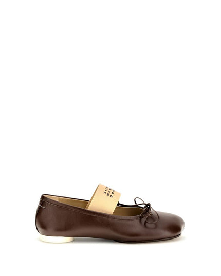 MM6 Brown Calf Leather Bos Taurus Ballet Flats