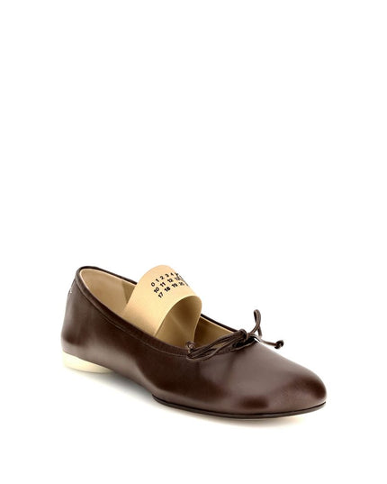 MM6 Brown Calf Leather Bos Taurus Ballet Flats