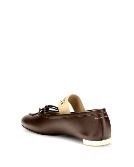 MM6 Brown Calf Leather Bos Taurus Ballet Flats