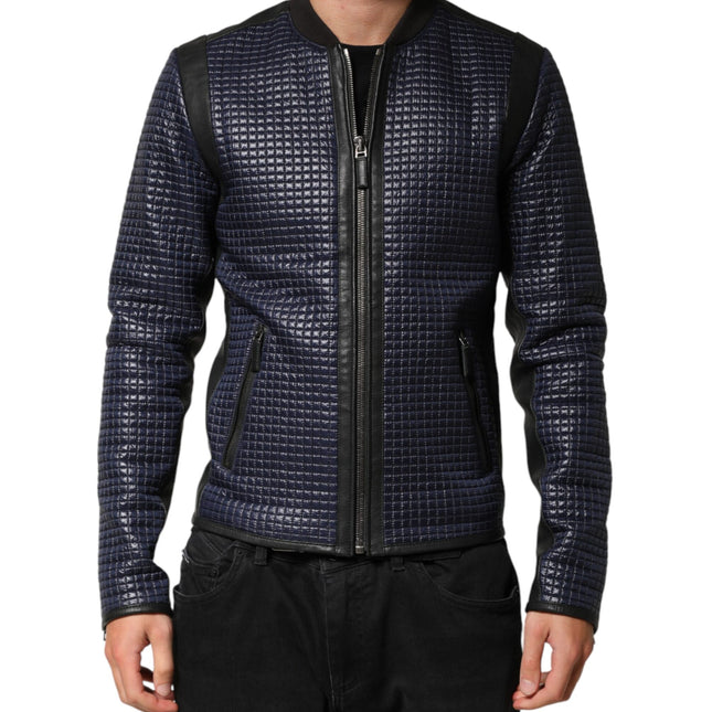 Dolce & Gabbana Blue Nylon Full Zip Bomber Men Jacket