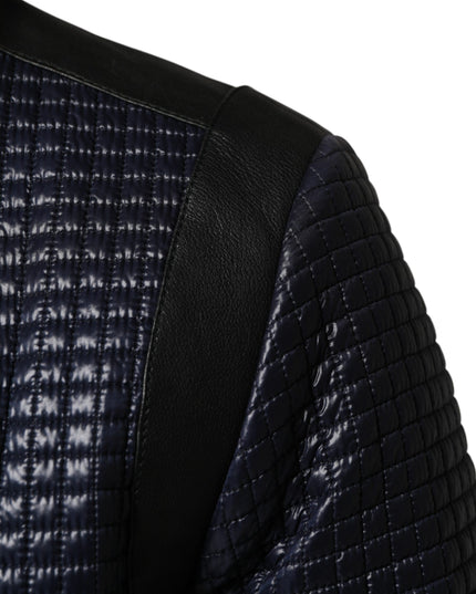 Dolce & Gabbana Blue Nylon Full Zip Bomber Men Jacket