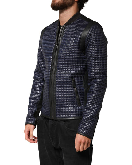 Dolce & Gabbana Blue Nylon Full Zip Bomber Men Jacket