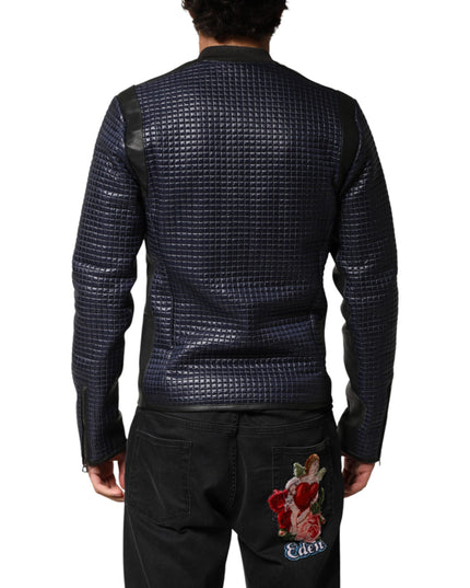 Dolce & Gabbana Blue Nylon Full Zip Bomber Men Jacket