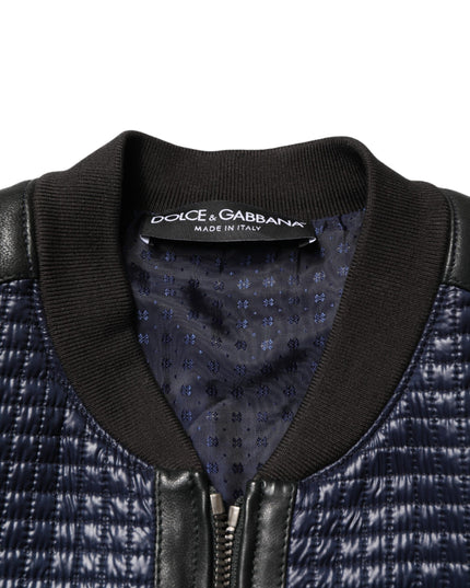 Dolce & Gabbana Blue Nylon Full Zip Bomber Men Jacket