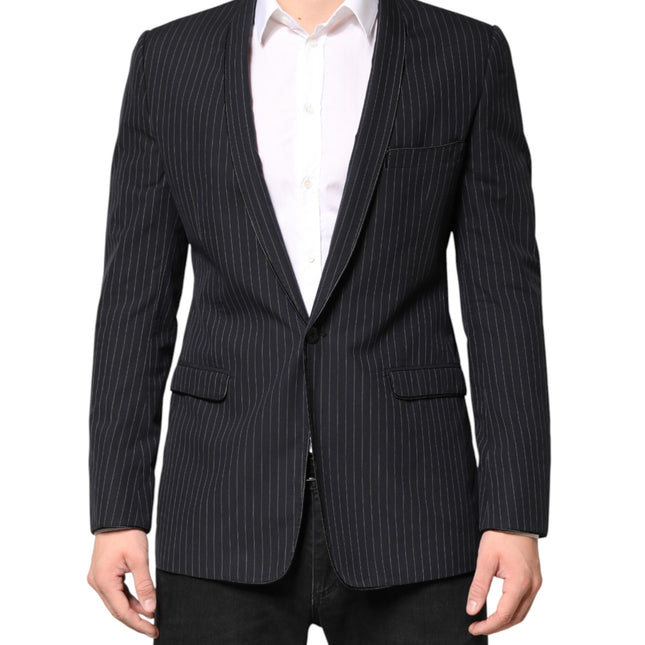 Dolce & Gabbana Black Stripes 1 Button Suit Jacket Blazer