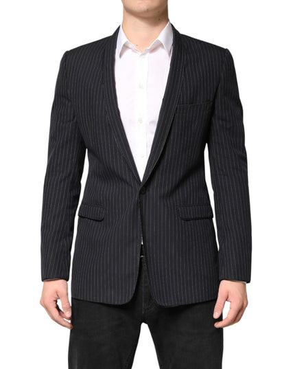 Dolce & Gabbana Black Stripes 1 Button Suit Jacket Blazer