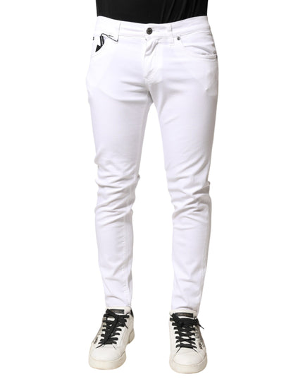 Dolce & Gabbana White Cotton Stretch Skinny Denim Men Jeans