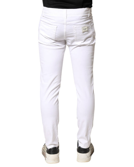 Dolce & Gabbana White Cotton Stretch Skinny Denim Men Jeans