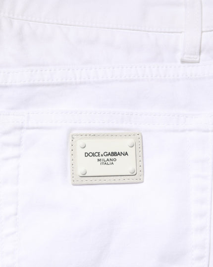 Dolce & Gabbana White Cotton Stretch Skinny Denim Men Jeans