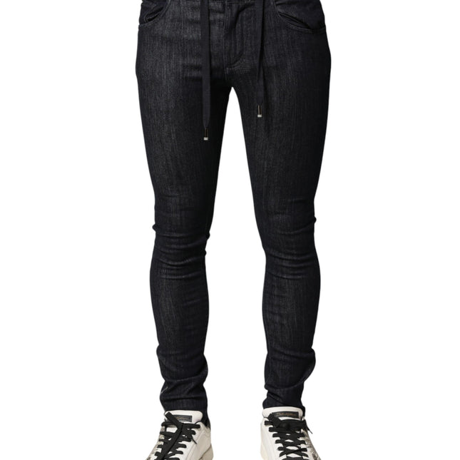 Dolce & Gabbana Black Cotton Stretch Skinny Denim Men Jeans
