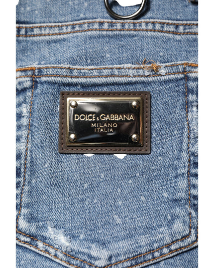 Dolce & Gabbana Blue Embellished Cotton Skinny Denim Jeans