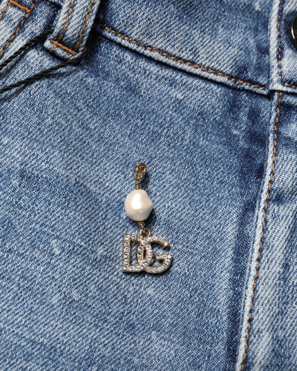 Dolce & Gabbana Blue Embellished Cotton Skinny Denim Jeans