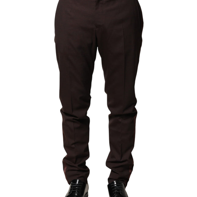 Dolce & Gabbana Brown Polyester Men Dress Trousers Pants
