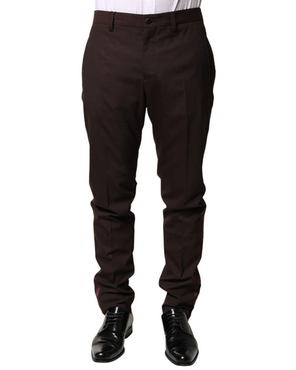 Dolce & Gabbana Brown Polyester Men Dress Trousers Pants
