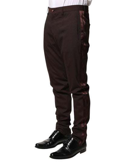 Dolce & Gabbana Brown Polyester Men Dress Trousers Pants