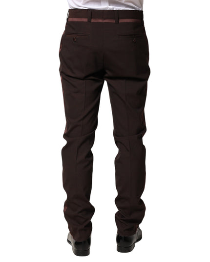 Dolce & Gabbana Brown Polyester Men Dress Trousers Pants