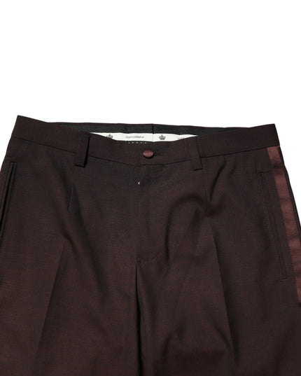 Dolce & Gabbana Brown Polyester Men Dress Trousers Pants