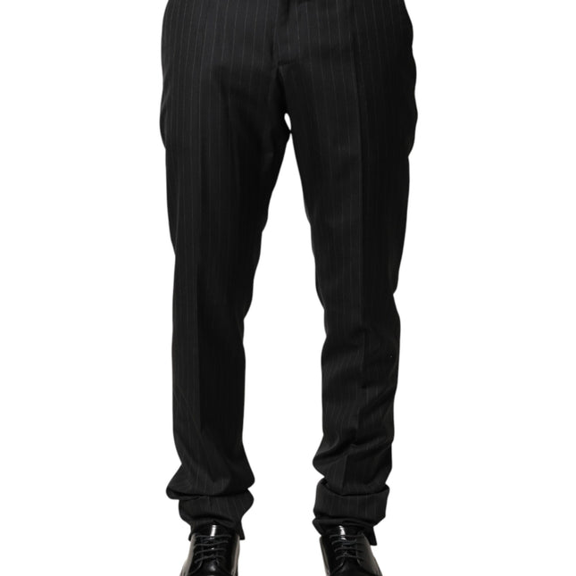 Dolce & Gabbana Black Stripes Wool Men Dress Trousers Pants