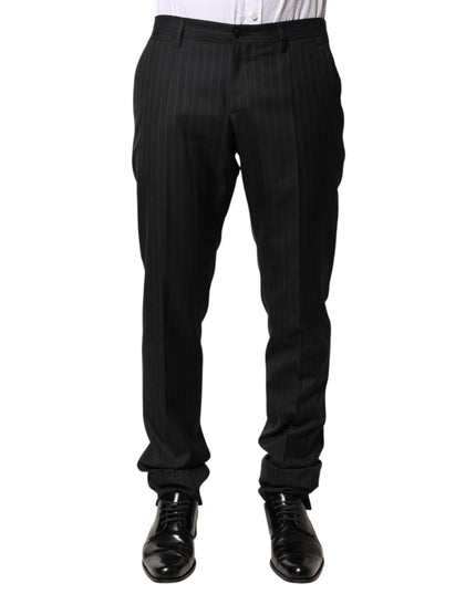 Dolce & Gabbana Black Stripes Wool Men Dress Trousers Pants