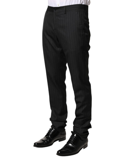 Dolce & Gabbana Black Stripes Wool Men Dress Trousers Pants