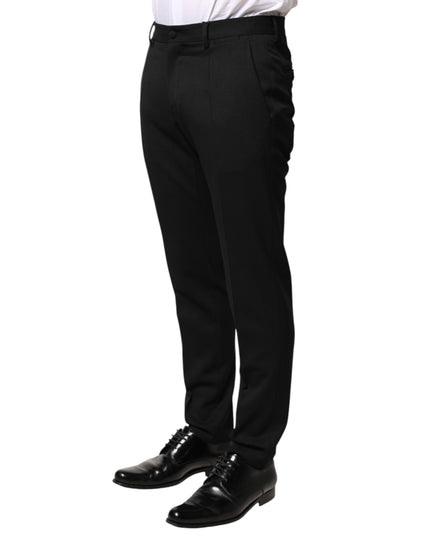 Dolce & Gabbana Black Wool Mid Waist Men Dress Trousers Pants