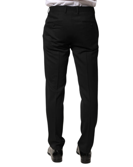 Dolce & Gabbana Black Wool Mid Waist Men Dress Trousers Pants