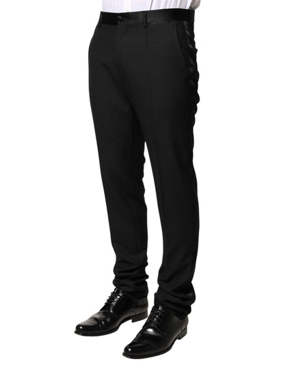 Dolce & Gabbana Black Wool Mid Waist Men Dress Trousers Pants