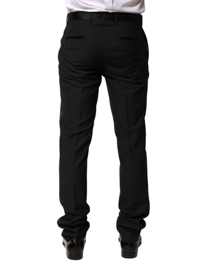 Dolce & Gabbana Black Wool Mid Waist Men Dress Trousers Pants