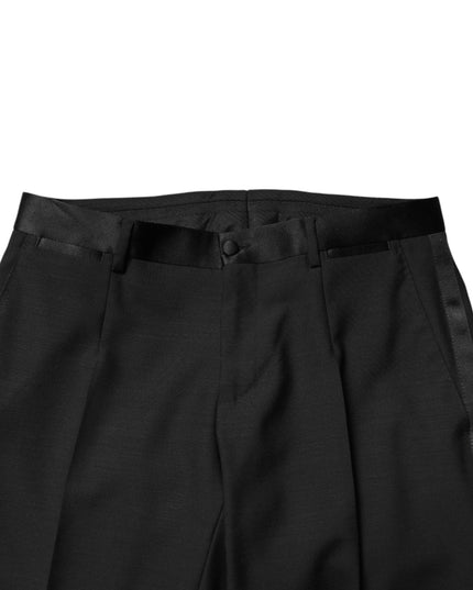Dolce & Gabbana Black Wool Mid Waist Men Dress Trousers Pants