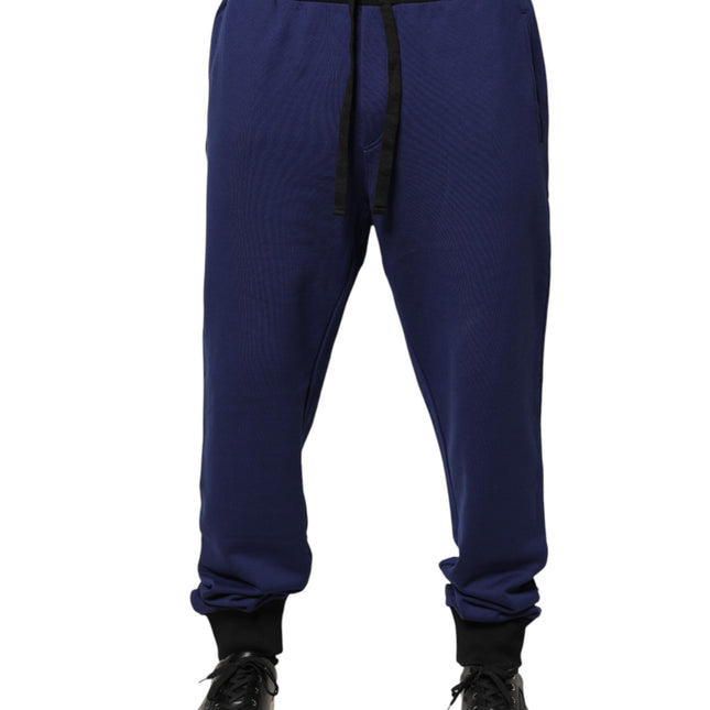Dolce & Gabbana Blue Cotton Mid Waist Jogger Trousers Pants