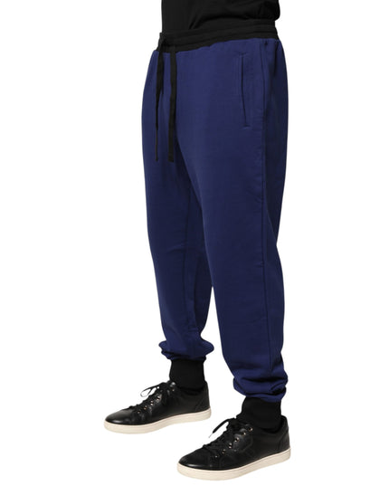 Dolce & Gabbana Blue Cotton Mid Waist Jogger Trousers Pants