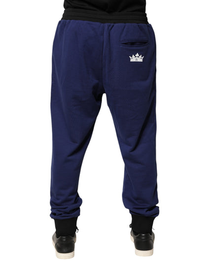 Dolce & Gabbana Blue Cotton Mid Waist Jogger Trousers Pants
