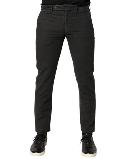 Maison Clochard Dark Gray Cotton Mid Waist Skinny Men Denim Jeans