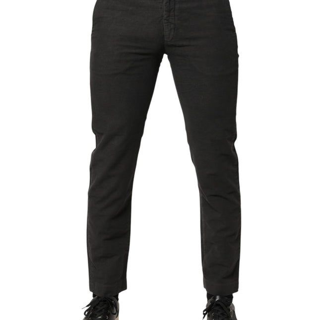 Maison Clochard Dark Gray Cotton Mid Waist Skinny Men Denim Jeans