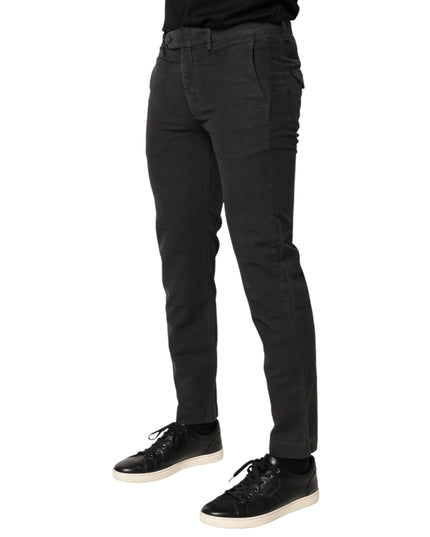 Maison Clochard Dark Gray Cotton Mid Waist Skinny Men Denim Jeans