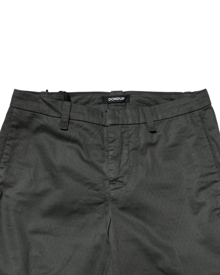 Dondup Dark Gray Cotton Mid Waist Skinny Men Chino Trouser Pants